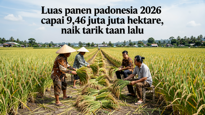 Luas panen padi Indonesia 2026 capai 9,46 juta hektare, naik dari tahun lalu